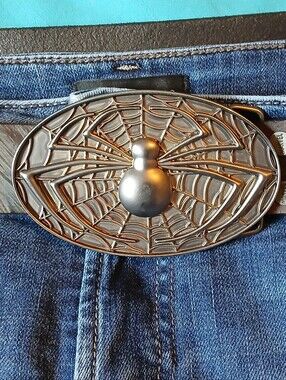 Marvel Spiderman buckle on a genuine leather belt.